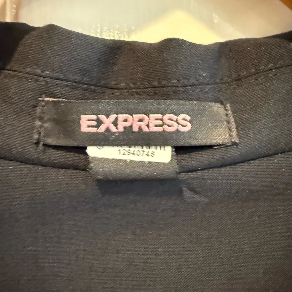 Express Long Sleeve Women’s Single Button‎ Longline Blazer Navy Blue Size 6 - Image 4