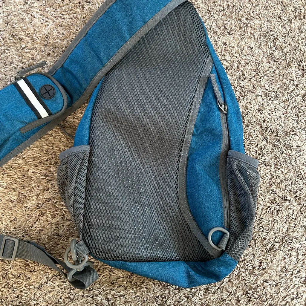 G4Free teal nylon sling backpack adjustable single shoulder strap hanging loop Blue - Image 3