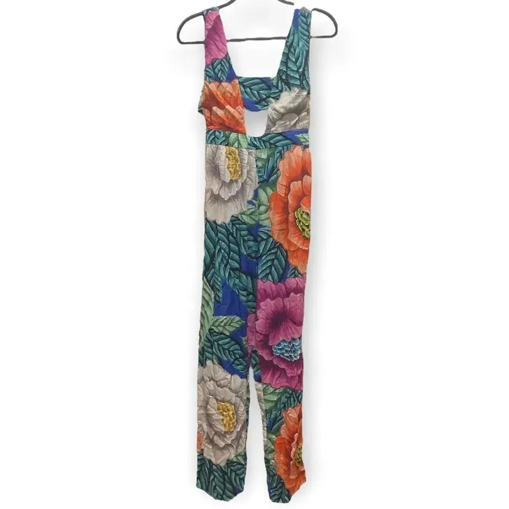 MARA HOFFMAN Cut Out Front Jumpsuit in Flora Stone Size 6 Tropical Floral Print - Image 4