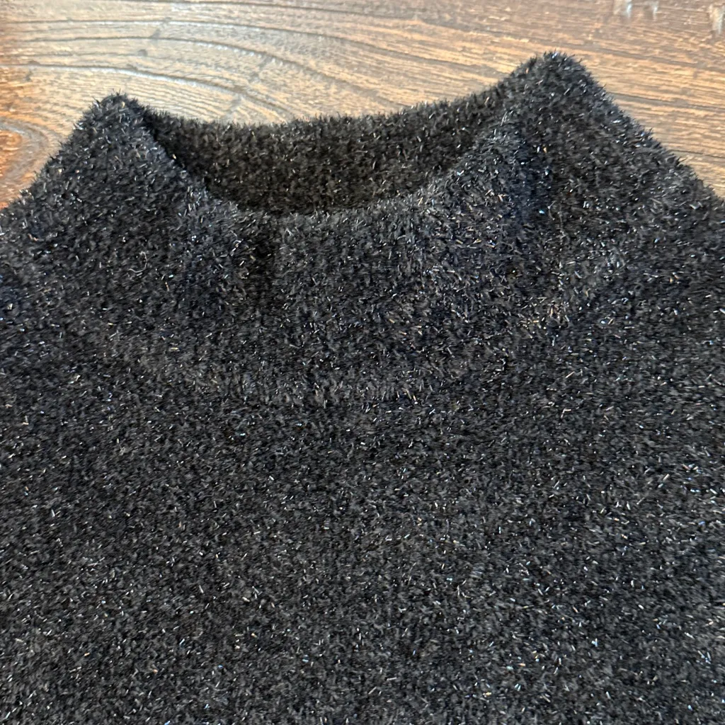 Kate Spade Black Metallic Sparkle Short Sleeve Sweater Size Medium Textured NWT - Image 5