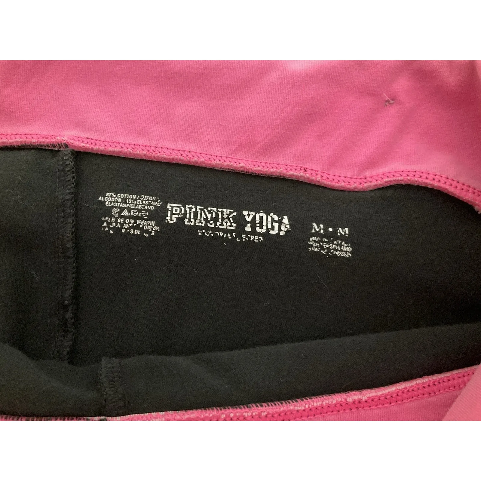 Vintage Victoria's Secret PINK Fold Over Yoga Capri Bling Y2K Spellout‎ Size Med - Image 9