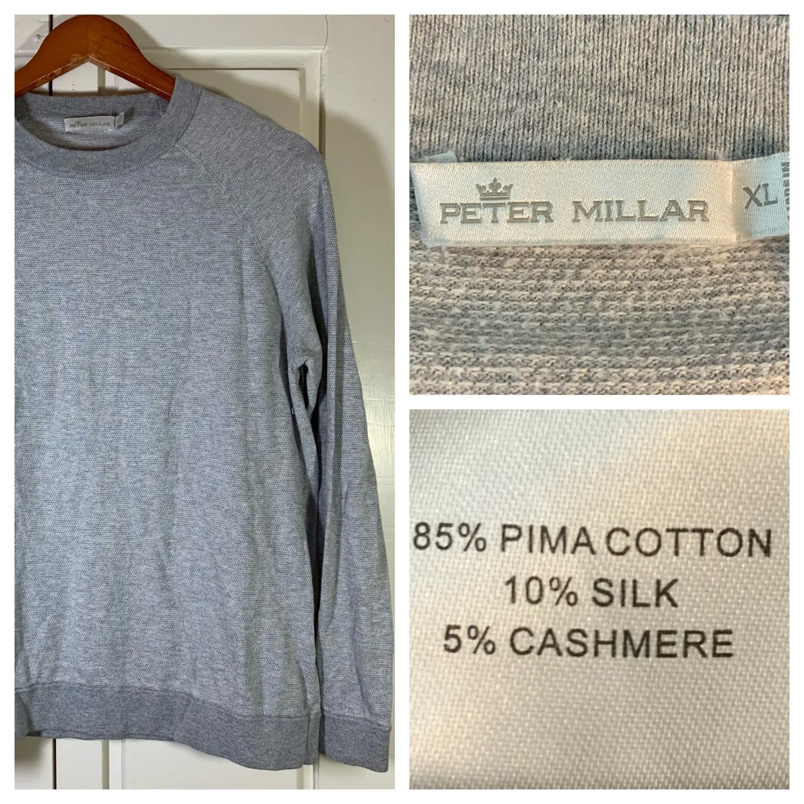 Peter Millar Women XL Gray Sweater Sweatshirt Cotton Silk Cashmere Quiet Luxury - Image 12