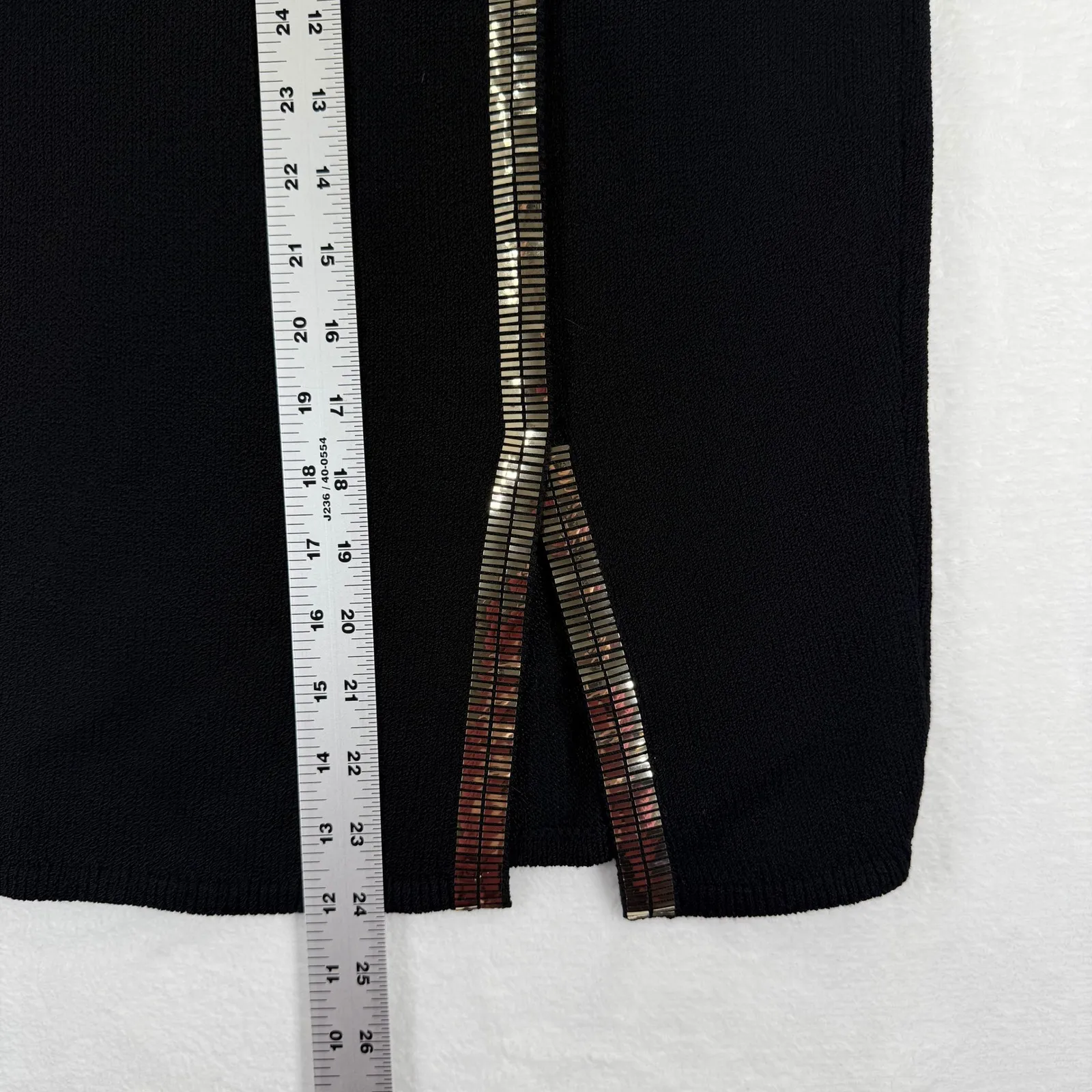 Vtg St John Santana Knit Sweater Skirt Set Sequins Embellished Sz 6 Made in USA Black - Image 11