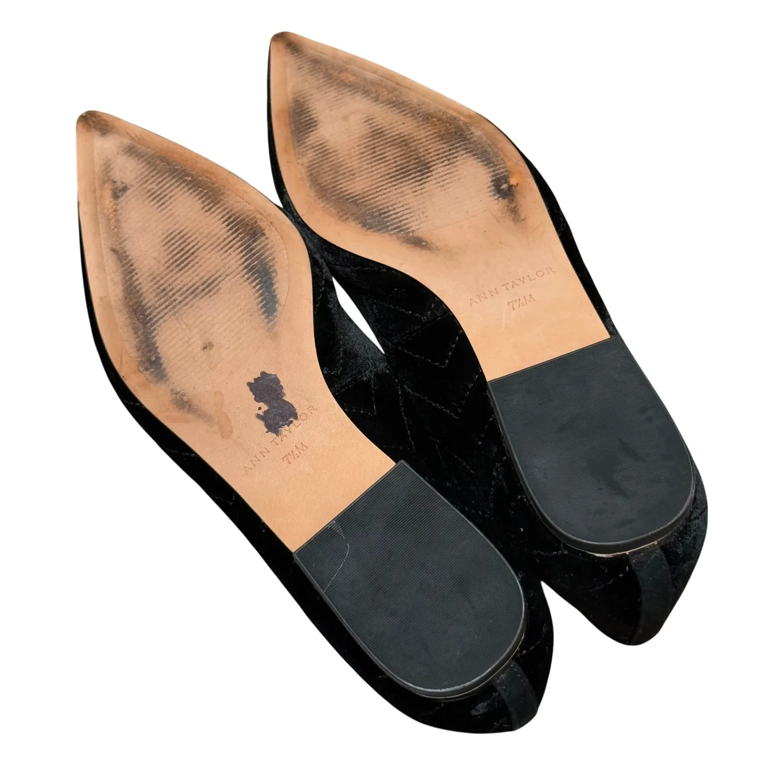 Ann Taylor Black Velvet Chevron Pointed Toe Flats Work Formal Business - 7.5 - Image 4