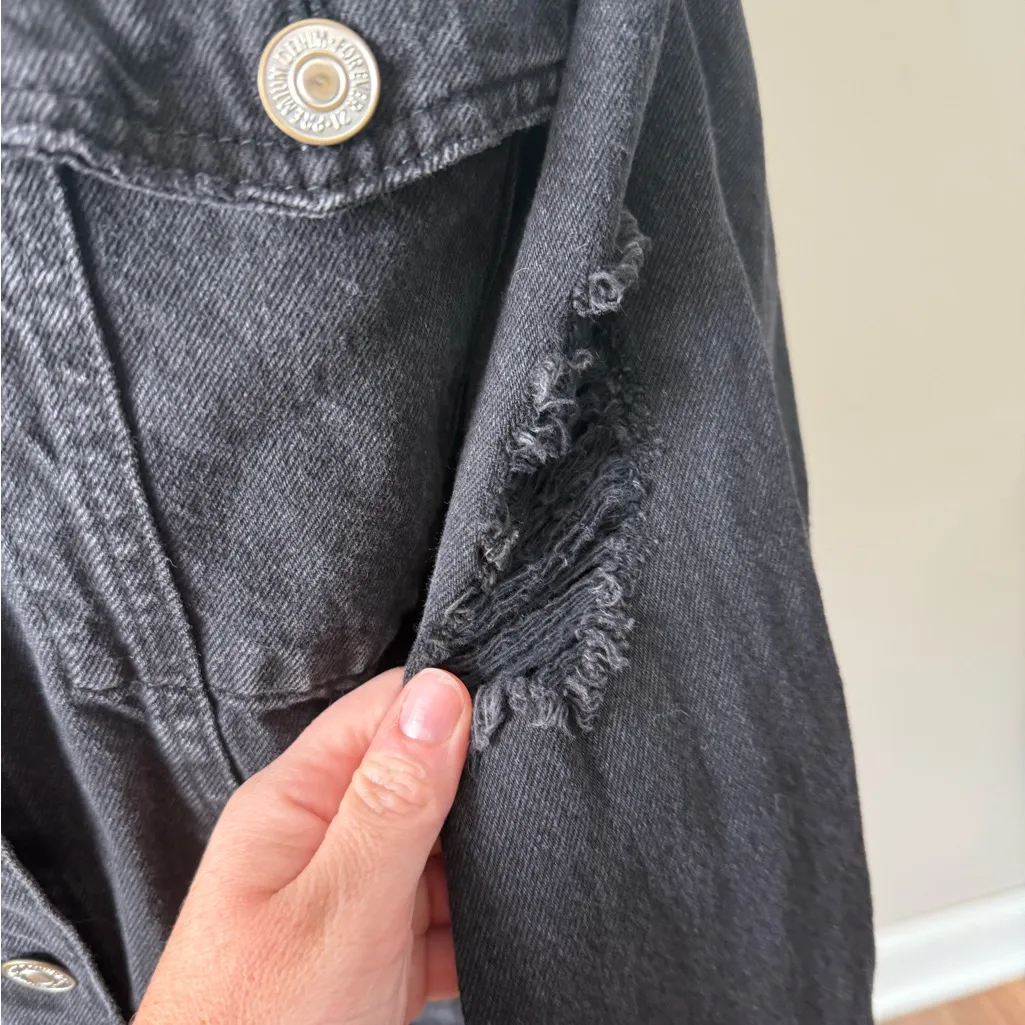 Forever 21 | Charcoal Denim destroyed style denim jacket - Image 5