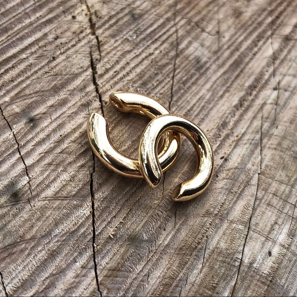 Gold Hoop Earrings Cuff No Backing - Image 6