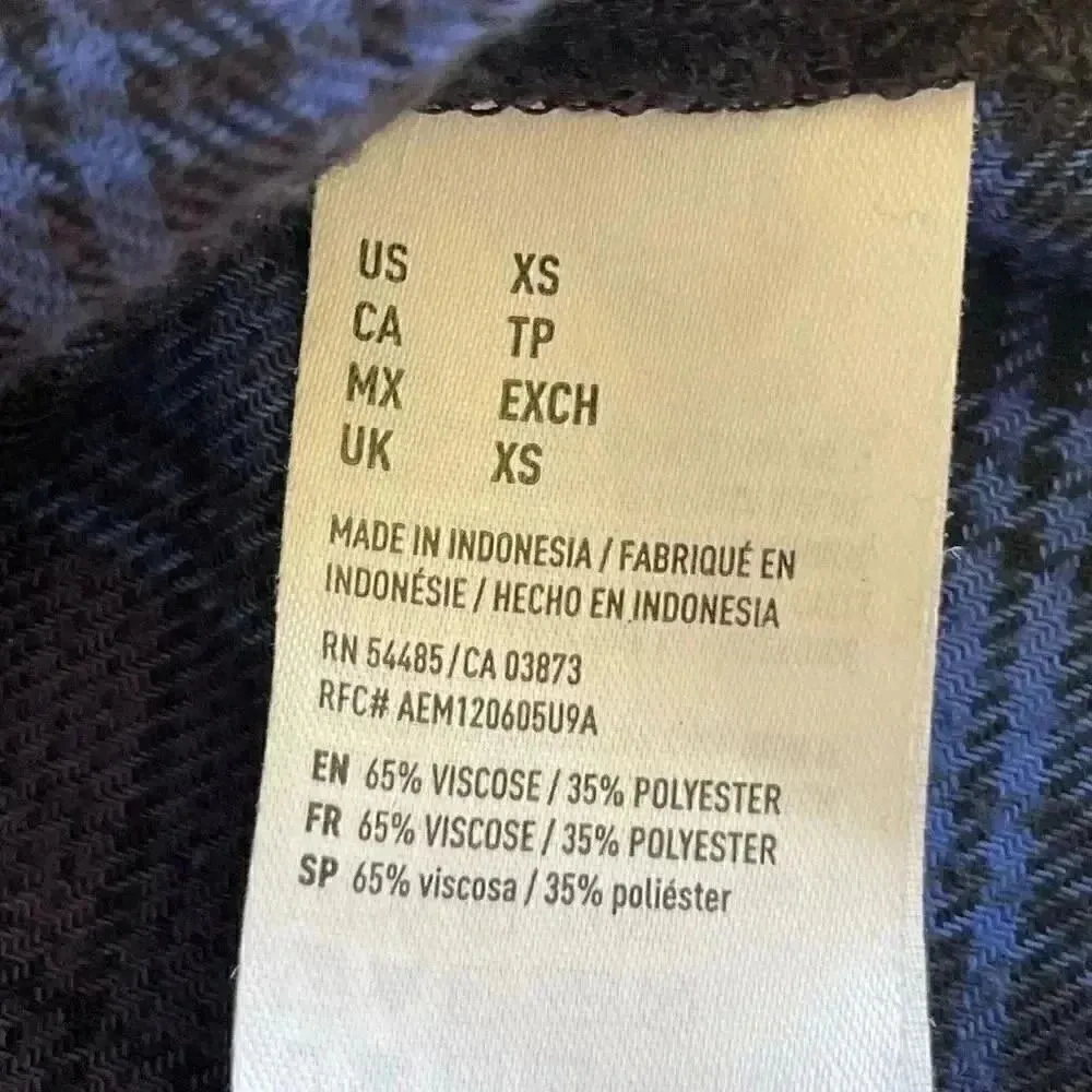 American Eagle Women’s Viscose Blend Soft Plaid Boyfriend Fit Long  SZ XS #1266 - Image 8