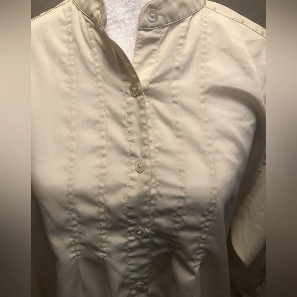 Vintage Candlelight Ivory High Neck Blouse from FML Sport Made in Hong Kong Size M - Image 2