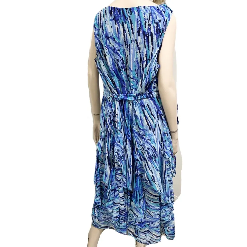 NWT Lane Bryant Printed Ruffle Belted Dress 28 - Image 3