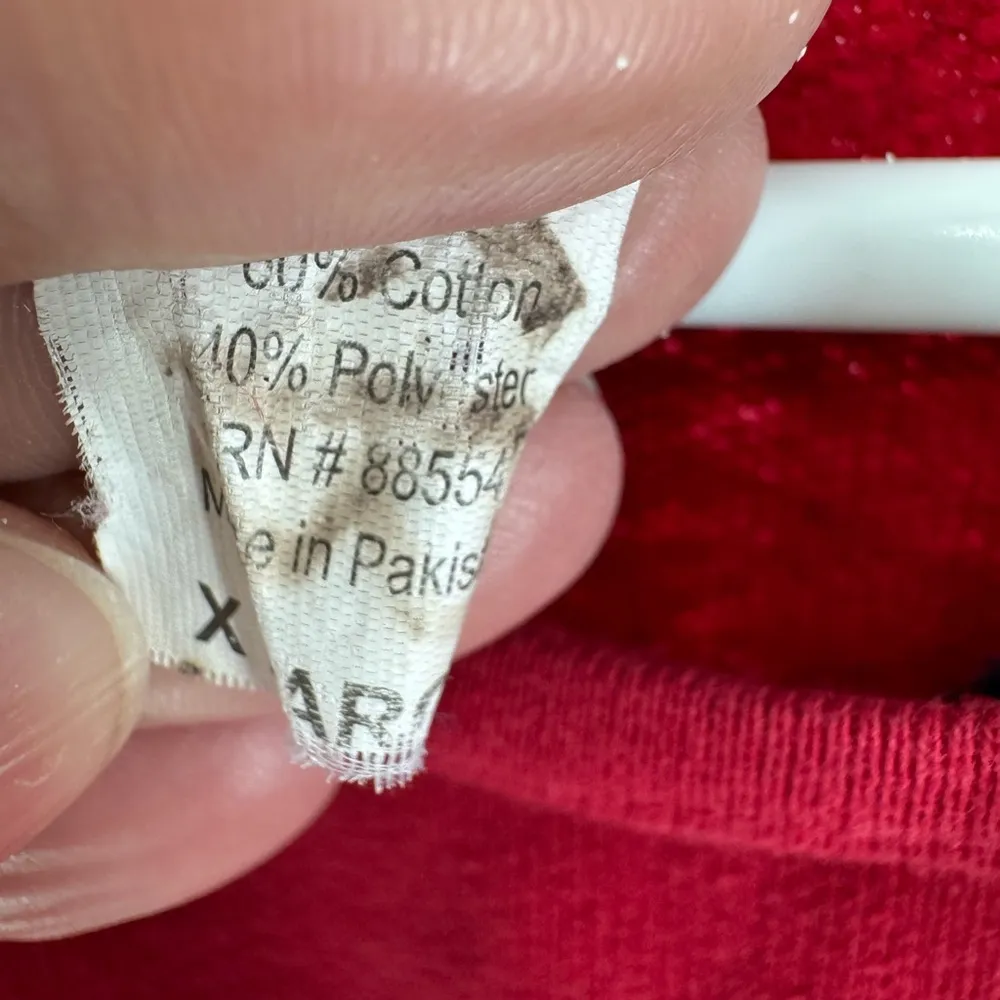 Metropolitan layered look sweatshirt flannel XL pullover collared casual Red - Image 10