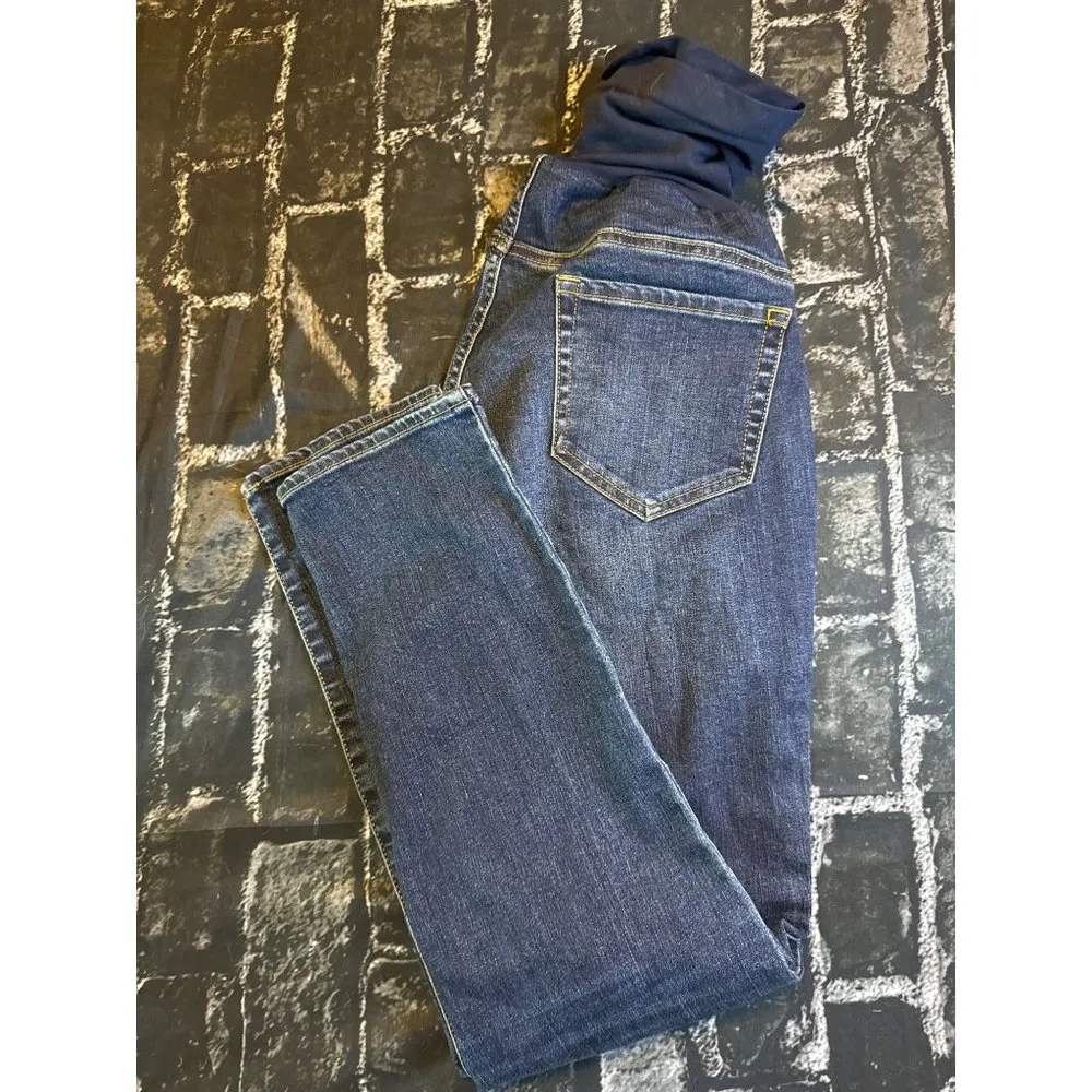 Motherhood Maternity Belly Fit Jeans, Indigo Blue, Skinny Leg, Size L, NWT - Image 3
