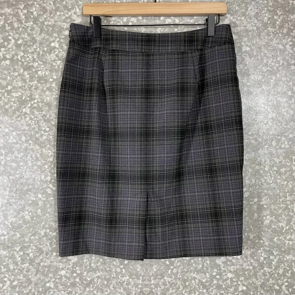 The Limited Purple Plaid Box Pleated Pencil Skirt - Size Medium - Side Zipper - Image 9