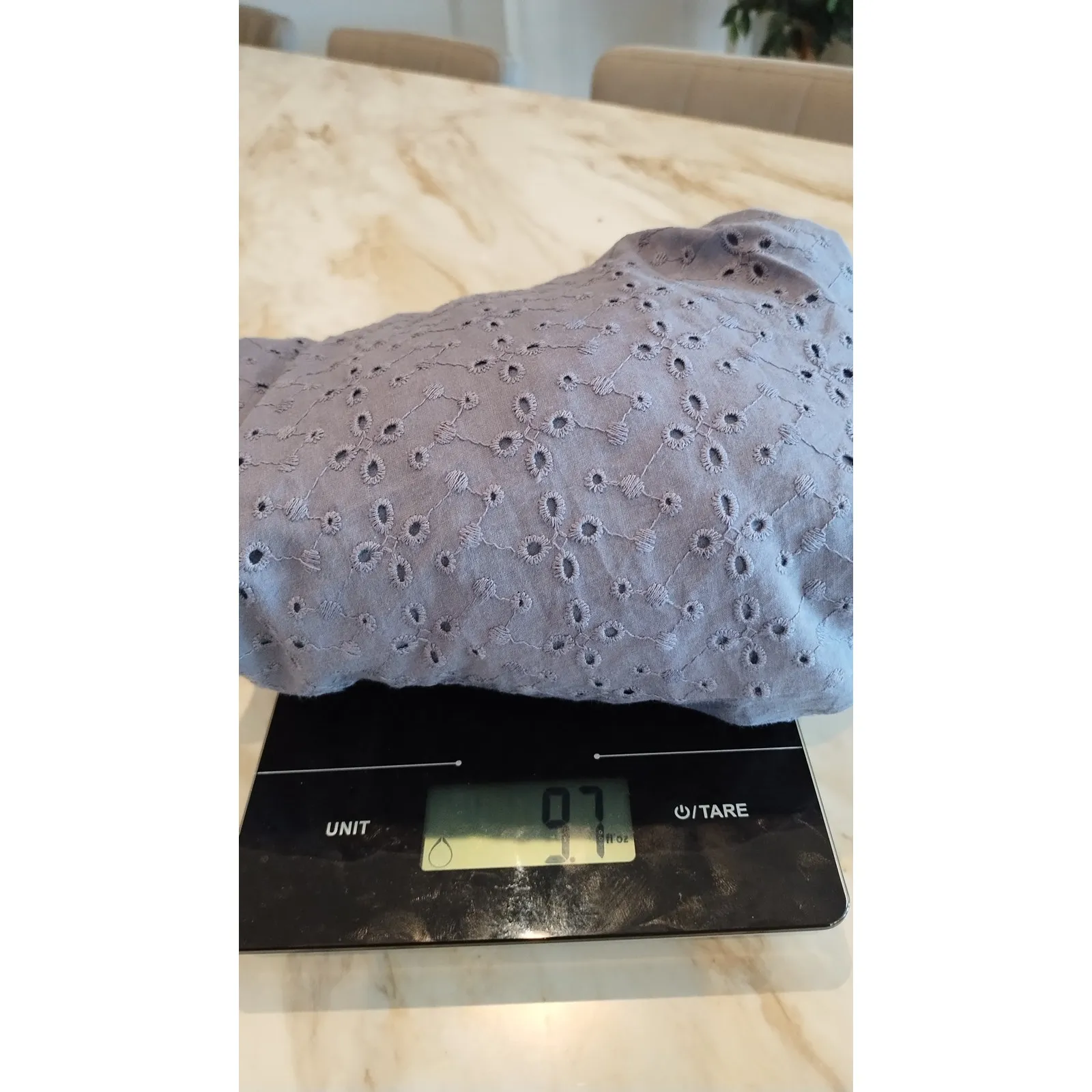 Knox Rose Womens Gray Eyelet Dress V Neck Flutter Sleeve Lined  Sz L - Image 13