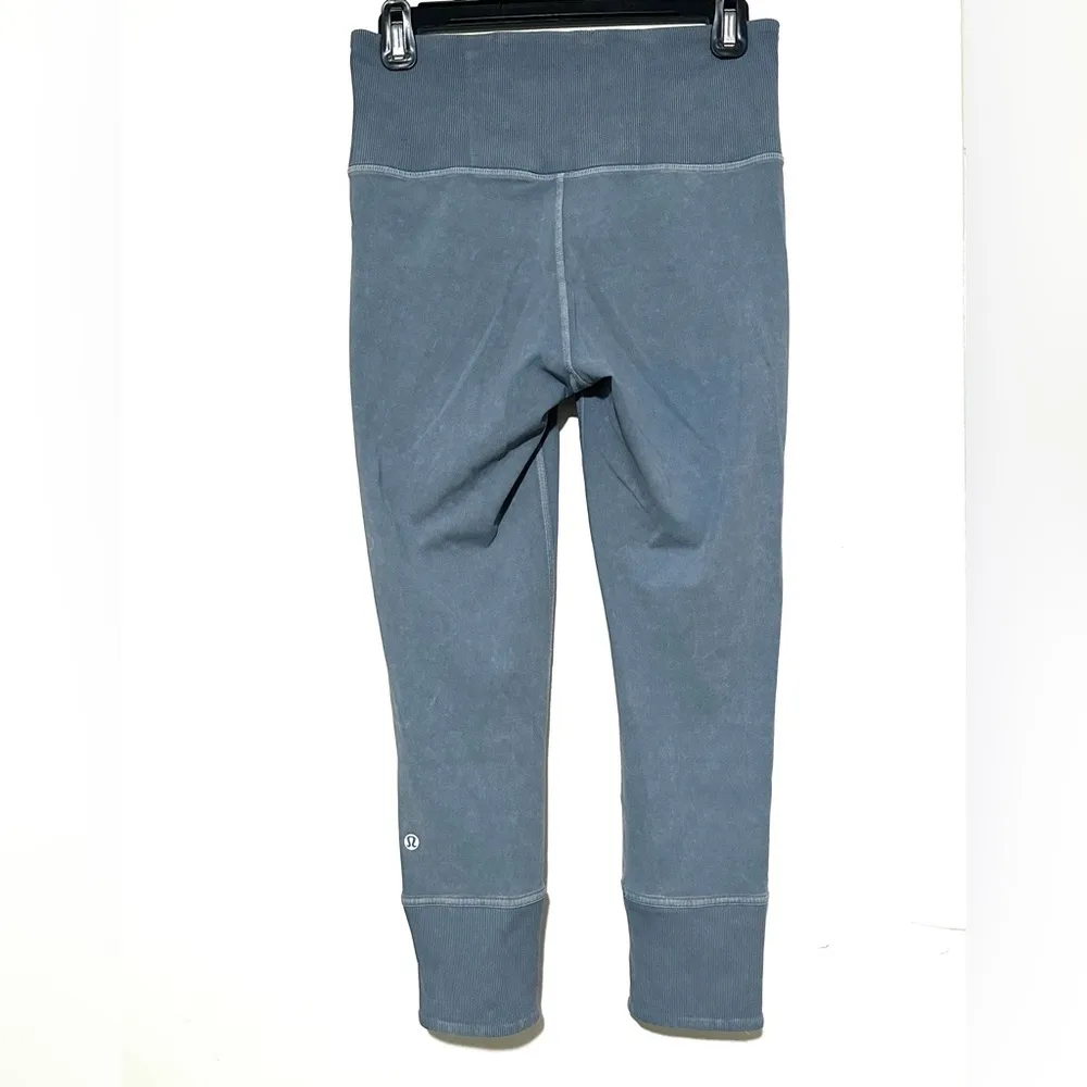 Lululemon Wunder Under Crop 23" Ribbed Washed Moon Blue 6 - Image 7