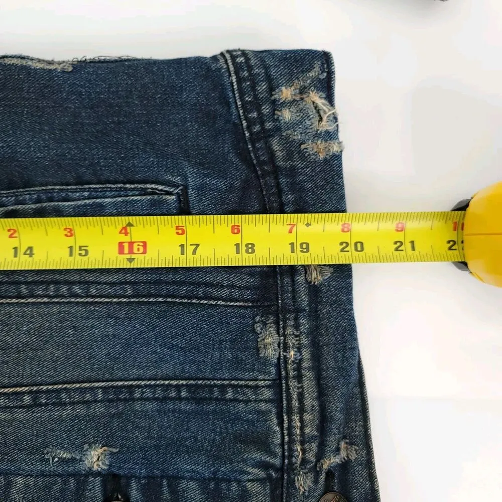 Free People Distressed Denim Jacket Womens Small Blue 90's Grunge Hipster Y2K - Image 10