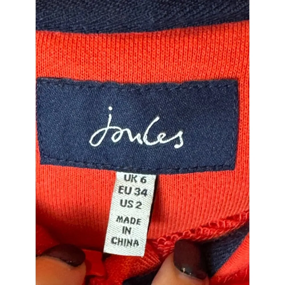 Joules Jacket Women 2 Red White Striped Oakham Full Zip Hoodie Sweatshirt Preppy - Image 11