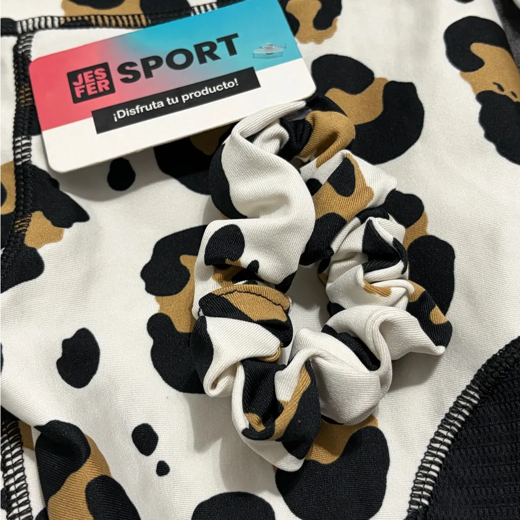 JESFER Women’s Activewear Set Leopard Shorts & Sports Bra Size S NWT(A230) Black - Image 7