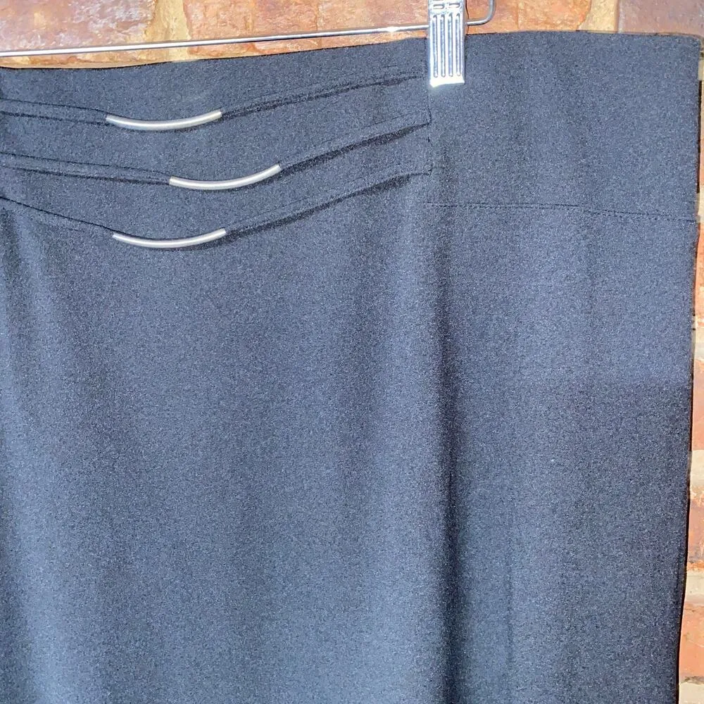 Ashley Steward Black Faux Belt Pull-On Midi Pencil Skirt Women's Size 22/24 - Image 2