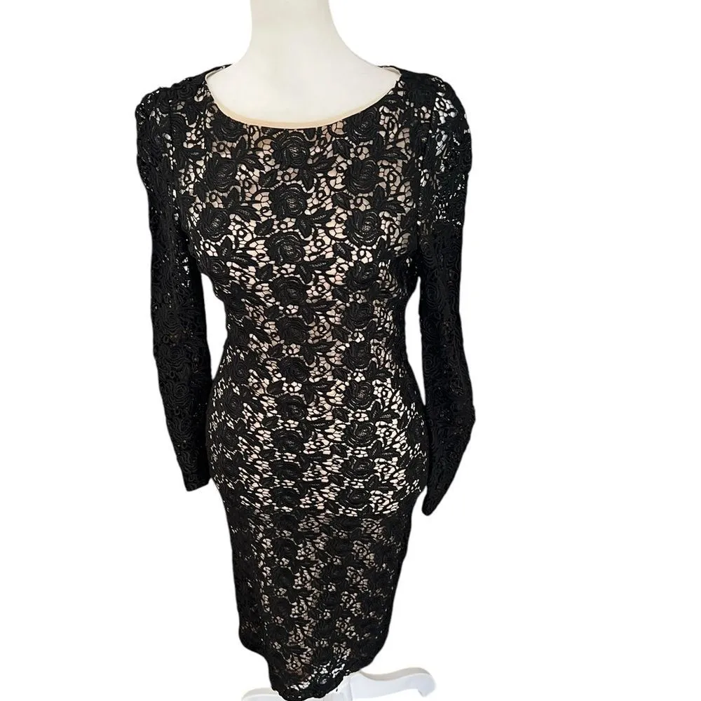 Alice + Olivia Dandi Floral Lace Long Sleeve Backless Cutout Midi Dress 0 - Image 8