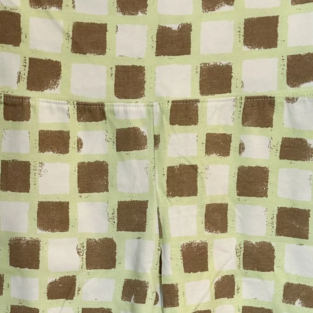 NWT bp High Waist Bike Shorts in Green Ivory Tic Tac Checkerboard - XS - Image 3