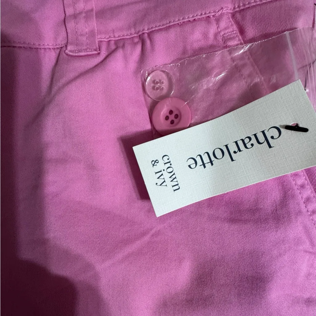 Crown & Ivy NWT! Charlotte Relaxed Fit Pink Crop Pant Size 4p - Image 2
