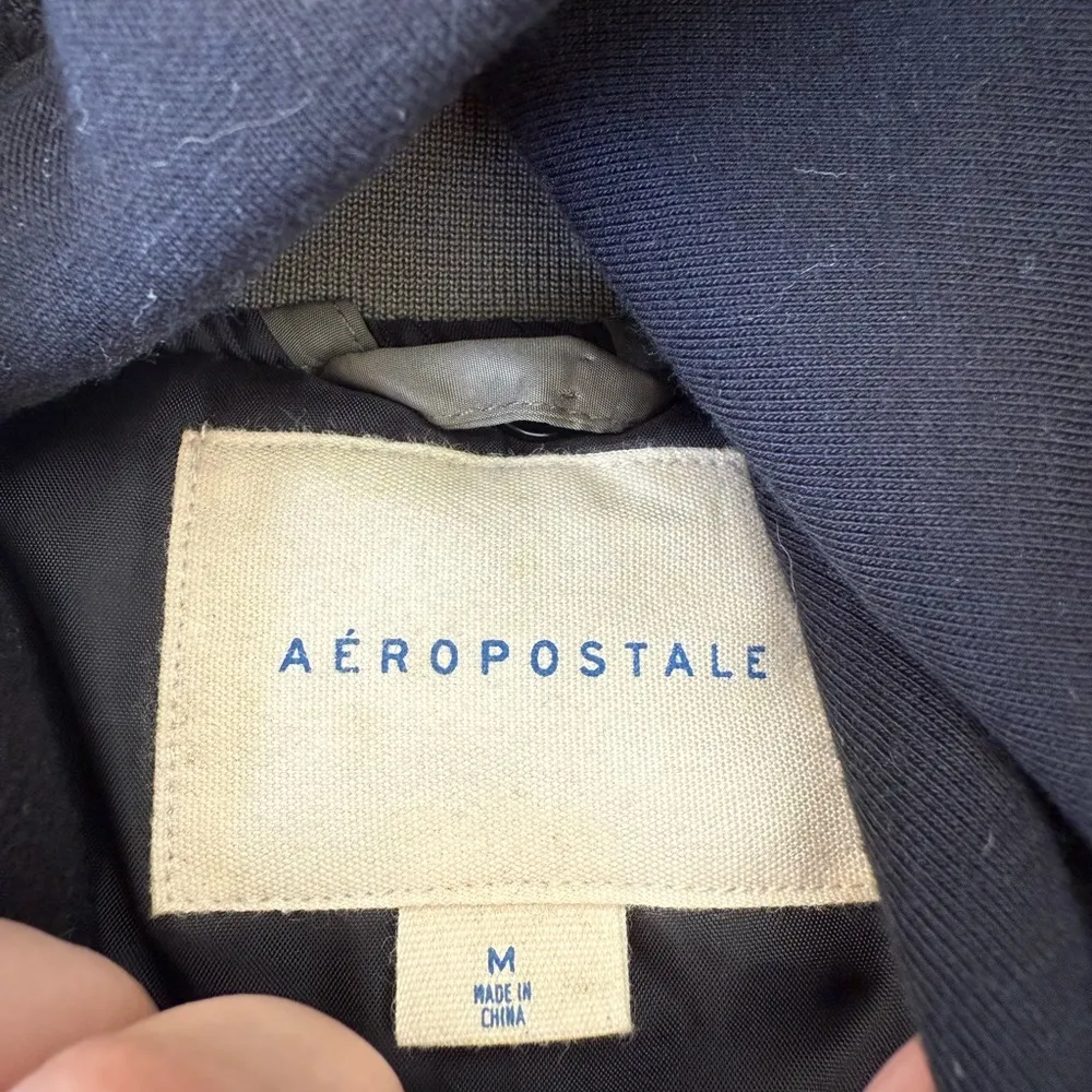 Aeropostale Army Green Removable Hooded Bomber Jacket Medium - Image 4