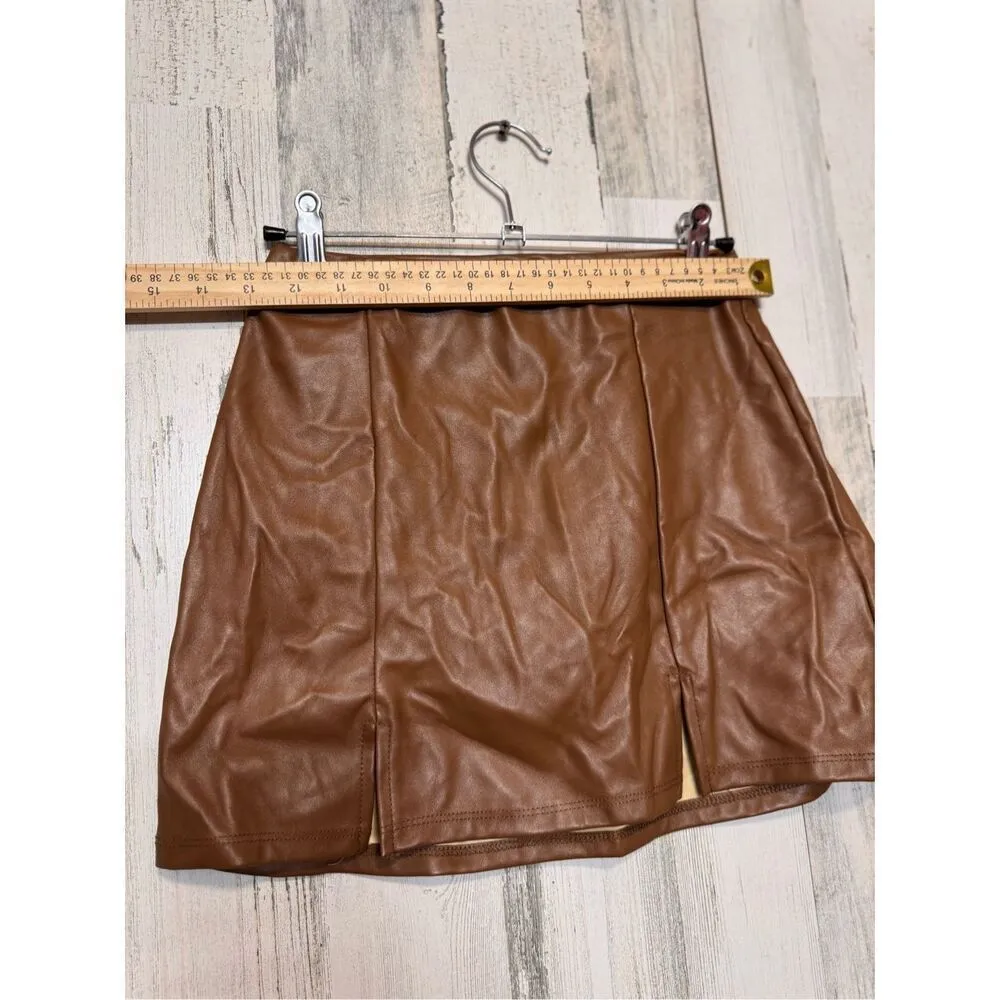 Hayley & June faux leather brown mini skirt size small - Image 4