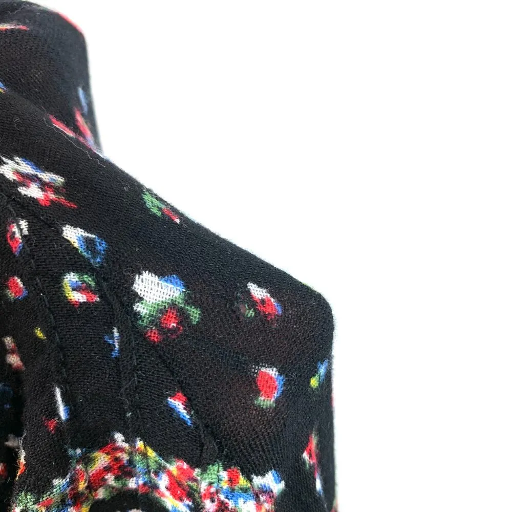 Free People Rare Feelings Tiered Floral Midi Maxi Dress Black Combo Size XS - Image 11