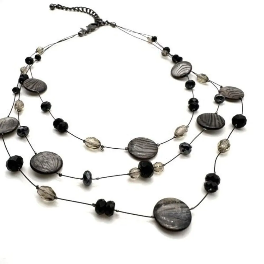 Chico’s three strand black stone‎ speckled necklace career chic dainty - Image 3