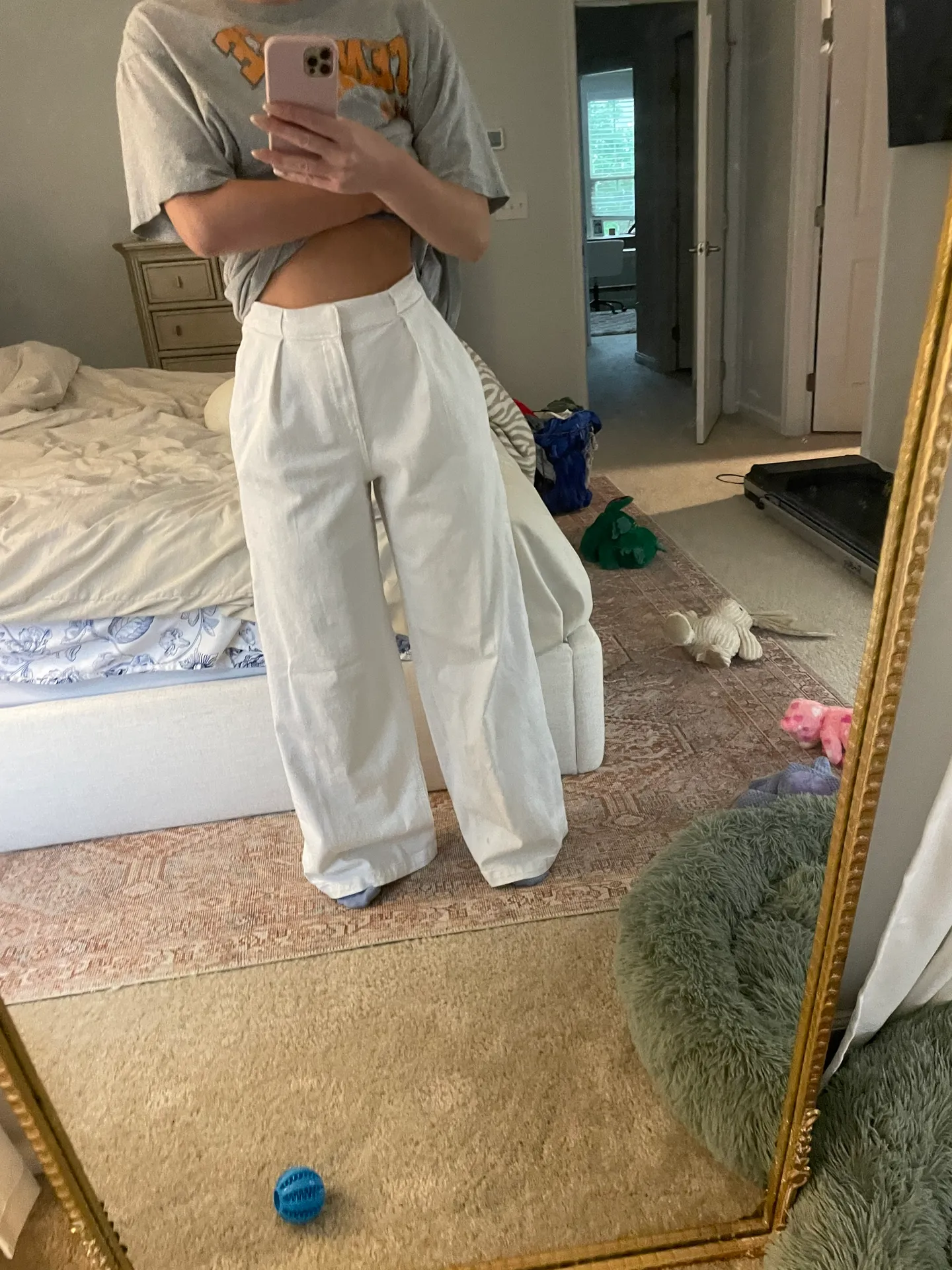 High Rise Wide Leg White Pants - Image 7