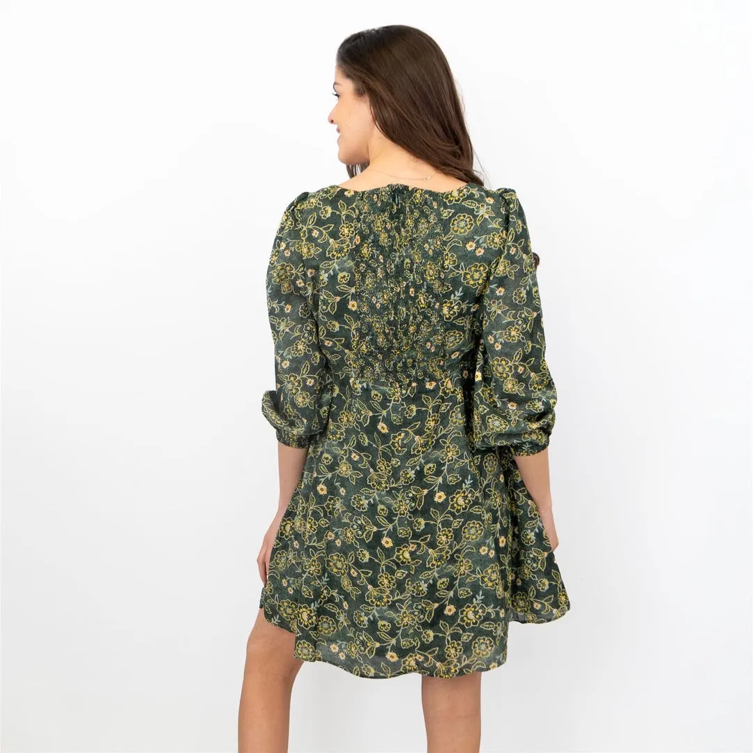Floral Green Mini Dress - Image 3