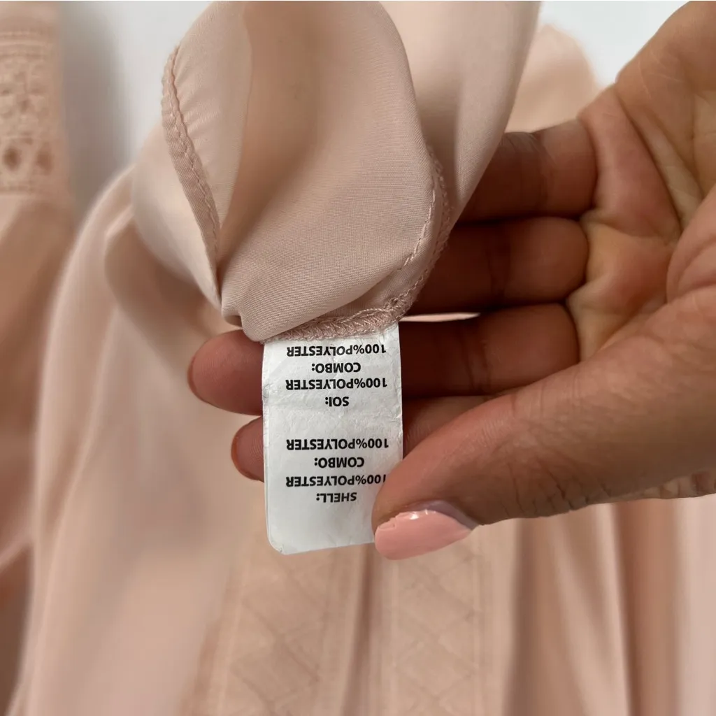 Ramy Brook Winnie Lace Panel Blouse Long Sleeve Tassel Tie Neck Ballet Pink - Image 7