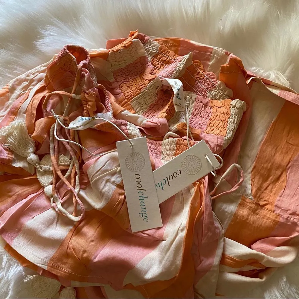 Coolchange Tangerine Striped Swim Cover Up Set Size S Orange - Image 7