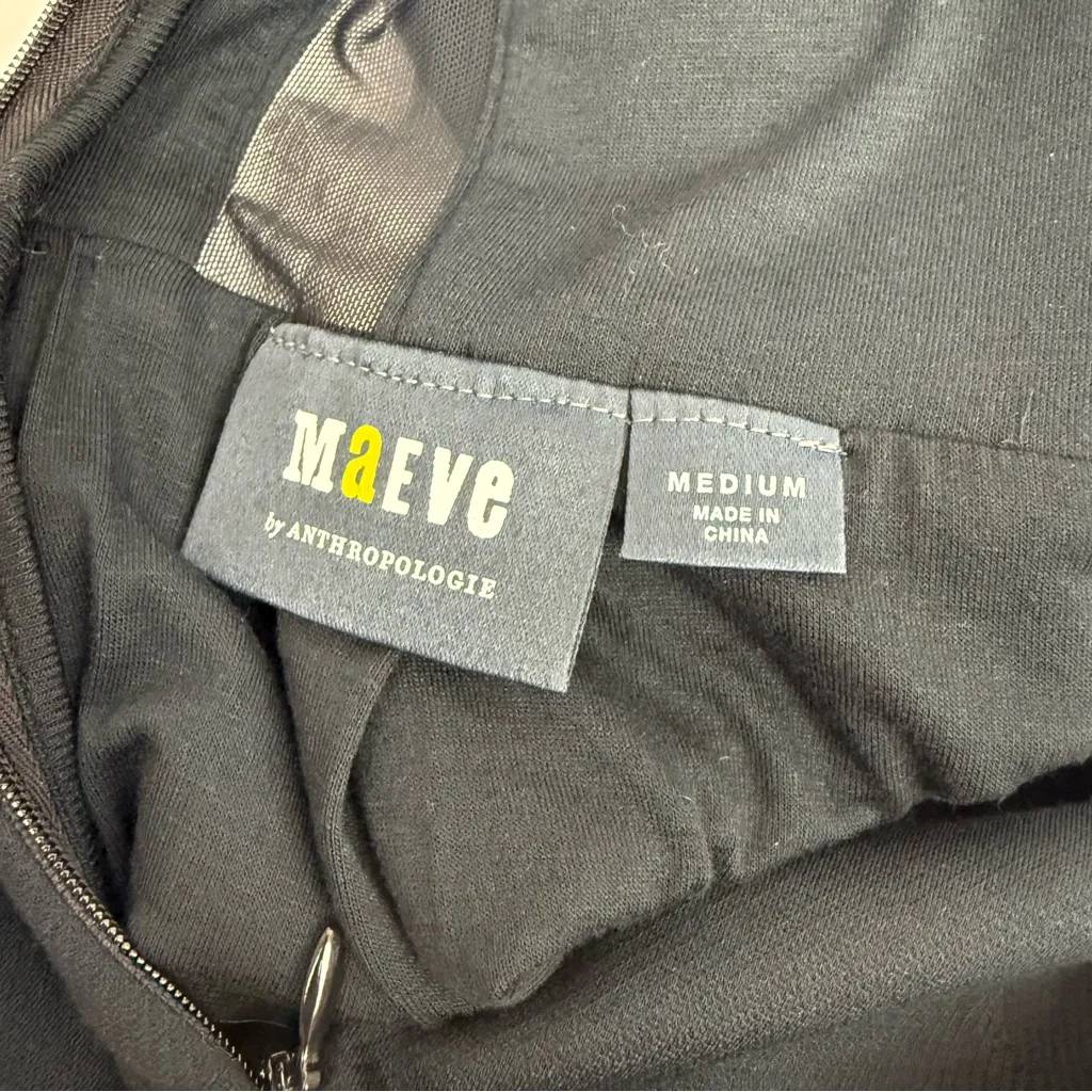 Maeve X Anthropologie Sheer Cutout Mesh Midi Dress Black Evening Event Party - Image 11