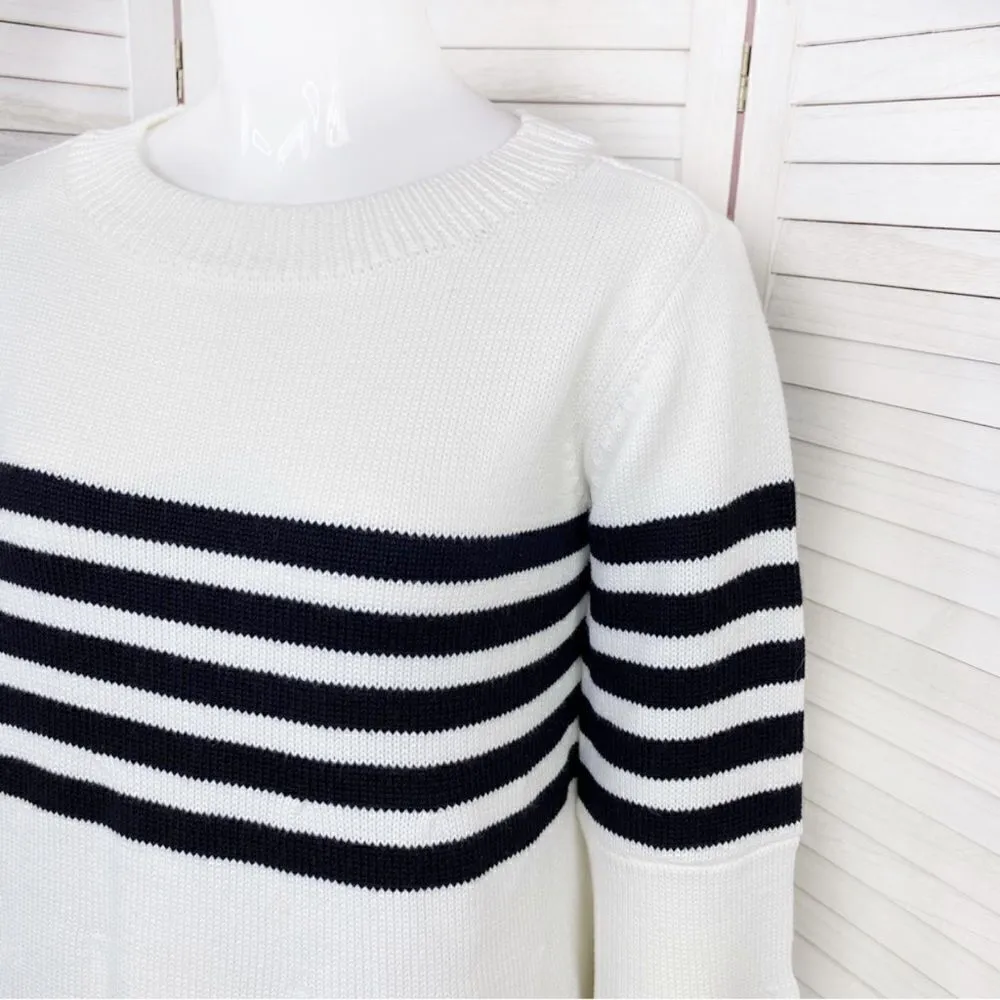 Shona Joy Extreme Bell Sleeve Striped Sweater White‎ Black Small Chunky Knit - Image 7
