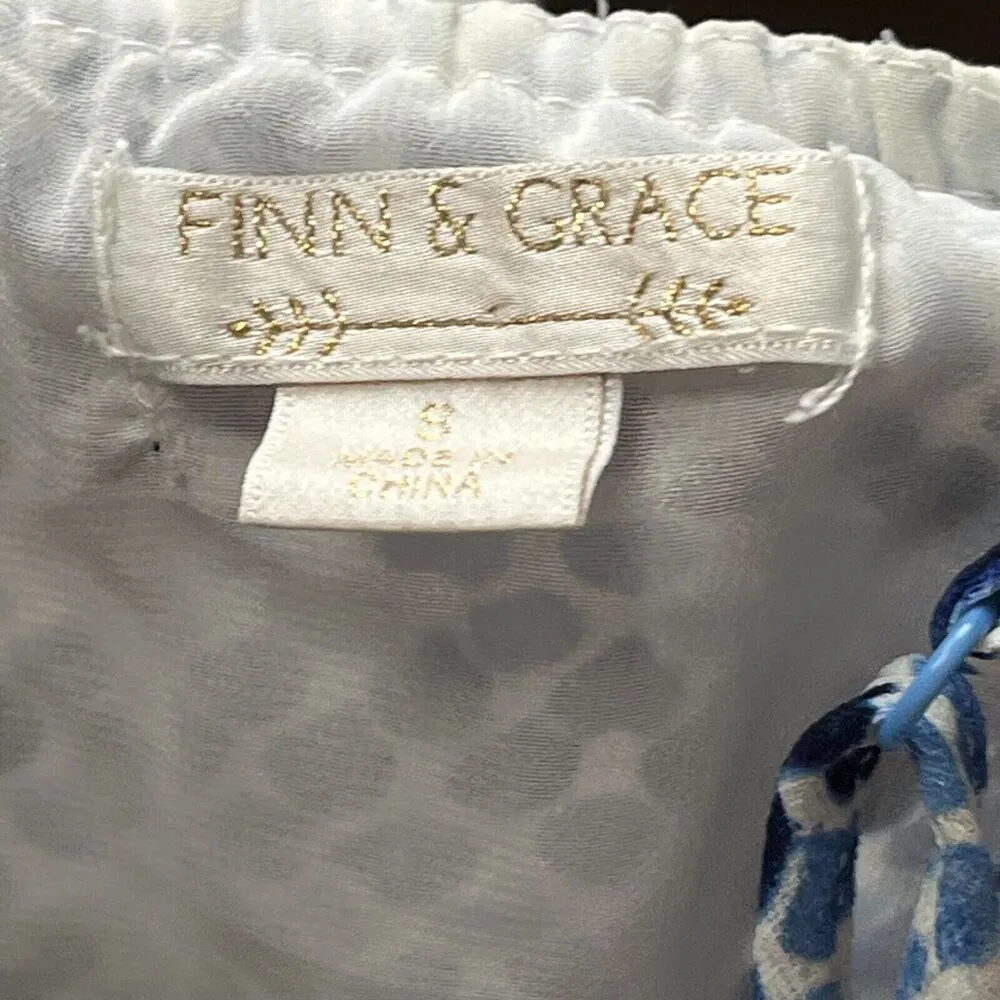 Finn & Grace Wome's Blue Tiered Dress Adjustable Spaghetti Strap Size S Sundress - Image 6