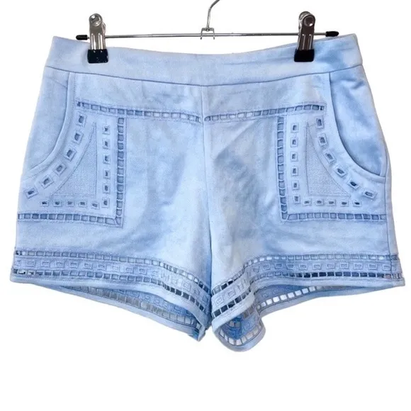 JOA LOS ANGELES HIGH RISE WAIST LIGHT BLUE FAUX SUEDE LINED “HOT PANTS” SHORTS S - Image 2