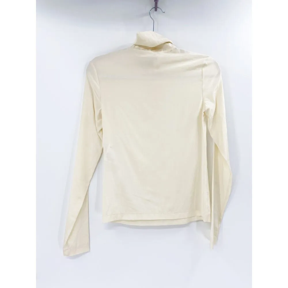 Red Valentino Cream Long Sleeve Quarter Zip Turtleneck Top Size 40 NWT - Image 3