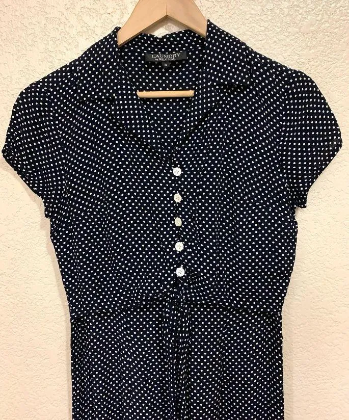 Laundry by Shelli Segal Vintage 90s Polka Dot Tie Knot Top Jumpsuit - Image 3