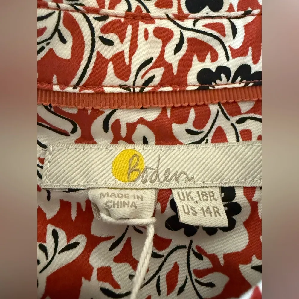 Boden Floral Dress Retro Button Up Long Sleeve Pockets NWT Women’s Size 14 14R - Image 5