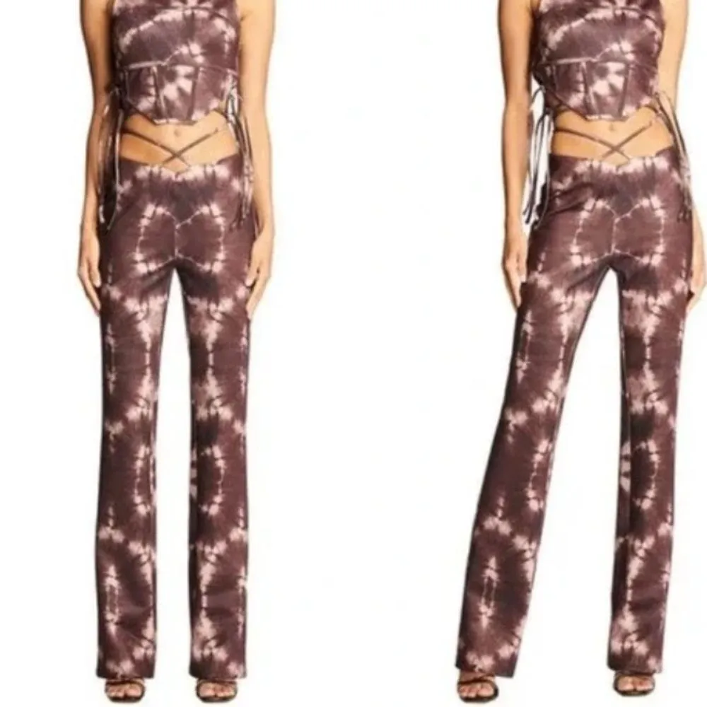 I am Gia medium brown tie die evie pants flare festival concert rave pants - Image 2