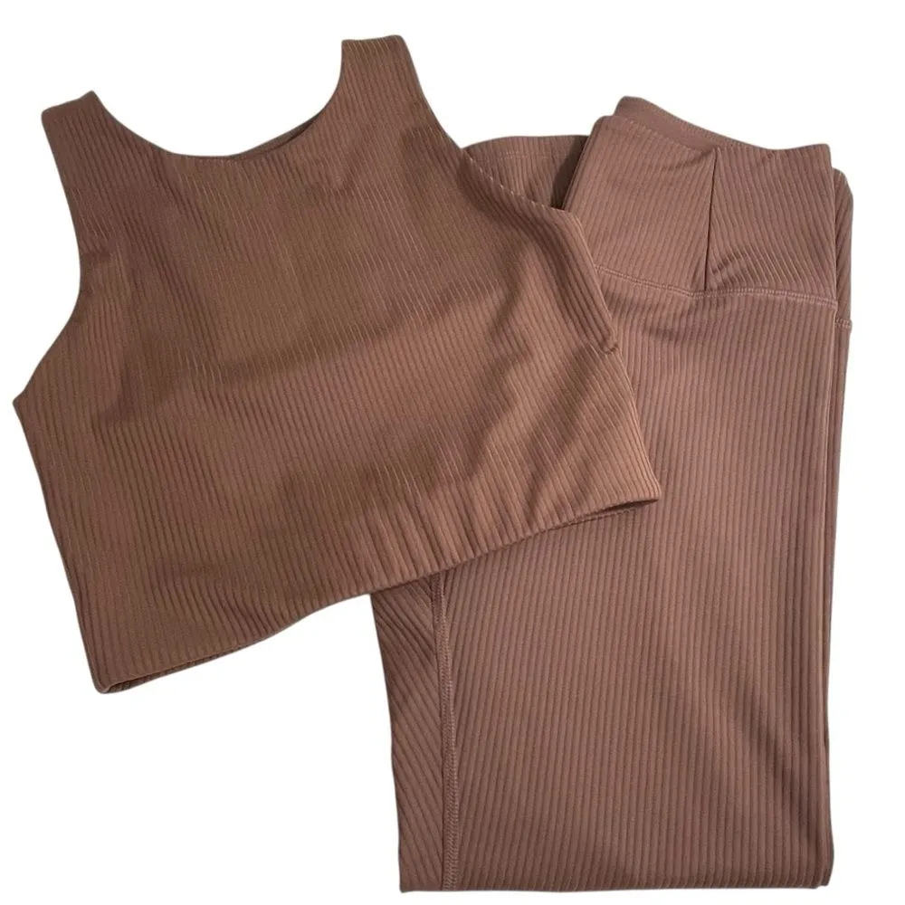 Girlfriend Collective Legging Sports Bra Ribbed Set‎ Sz XS Top / SMALL  Leggings - Image 5