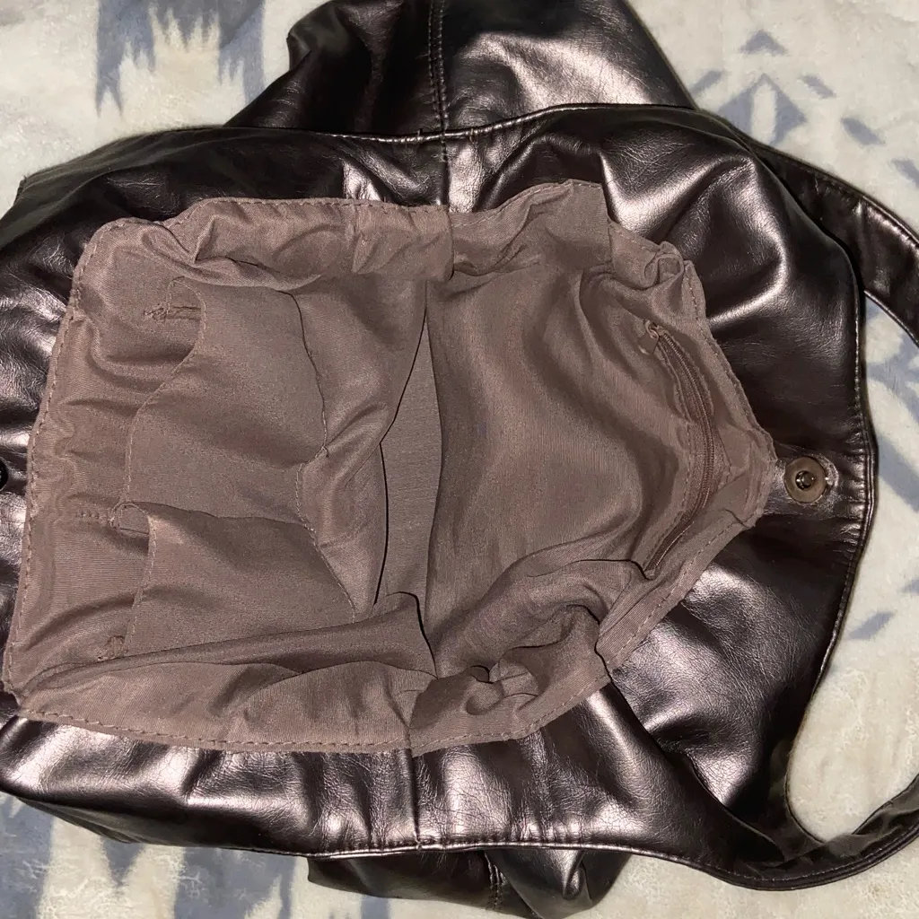 METALLIC BROWN SLOUCH PURSE Shoulder Bag - Image 4