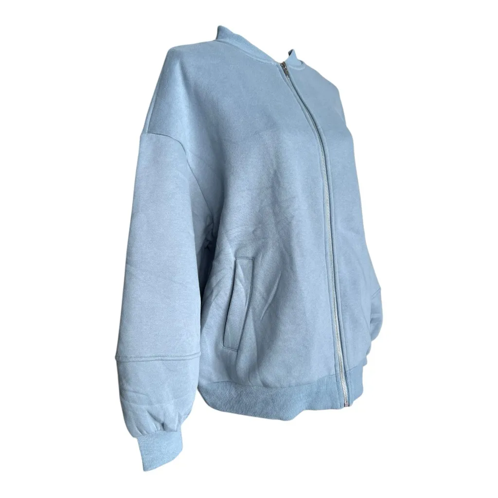 Kirundo Light Blue OverSized Sweat Casual Jacket Size M Size M - Image 3
