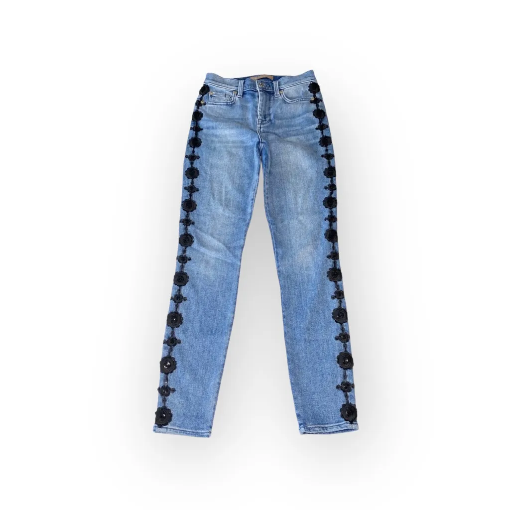 7FAM 7 for all Mankind Luxe Vintage ☻︎ High Sequin Embroidery Skinny Jeans ☻︎ 24 - Image 4