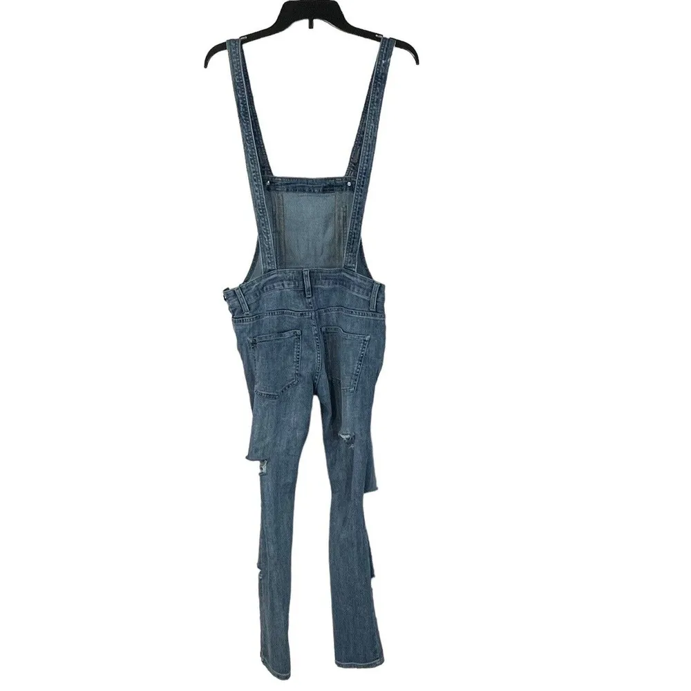 Free People SZ 25 Milo Denim Jean Overalls Distressed Pockets Side Zip Womens - Image 7