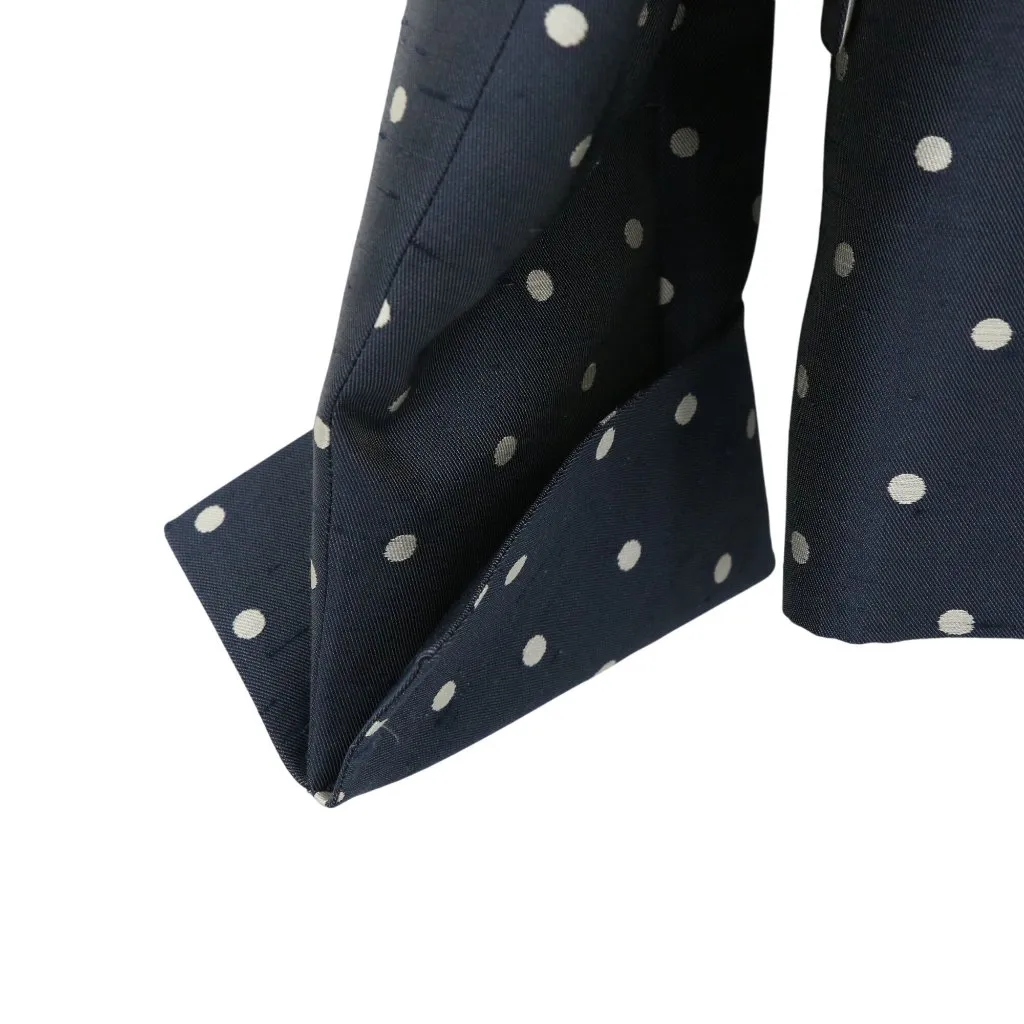 NWT $3500 Akris Silk Shantung Navy Polka Dot Three Button Blazer Jacket 12 - Image 8
