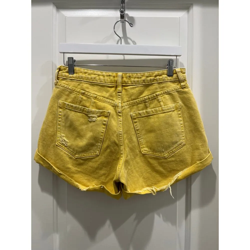 Free People CRVY Anytime Anywhere Denim Shorts in Sultana Yellow Sz 27 - Image 5