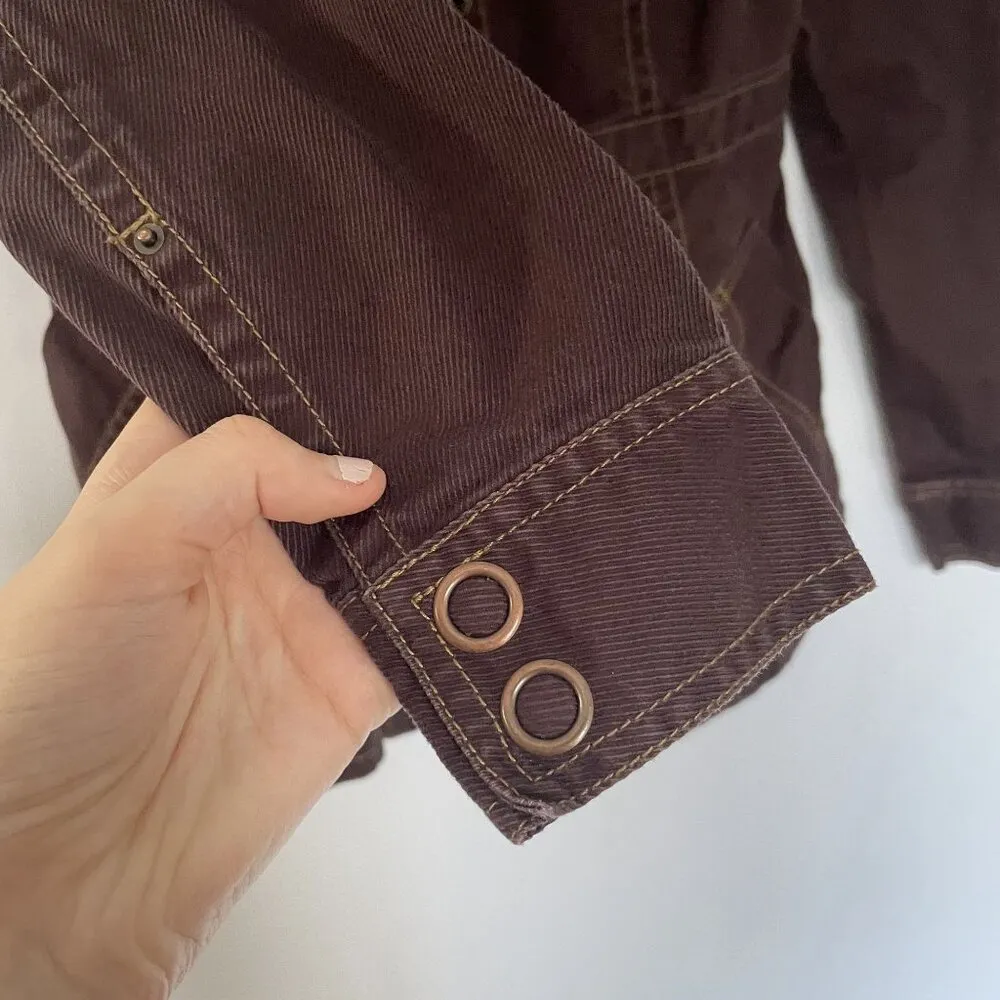 cAbi chocolate brown corduroy denim jacket vintage pockets XS cotton spandex - Image 4