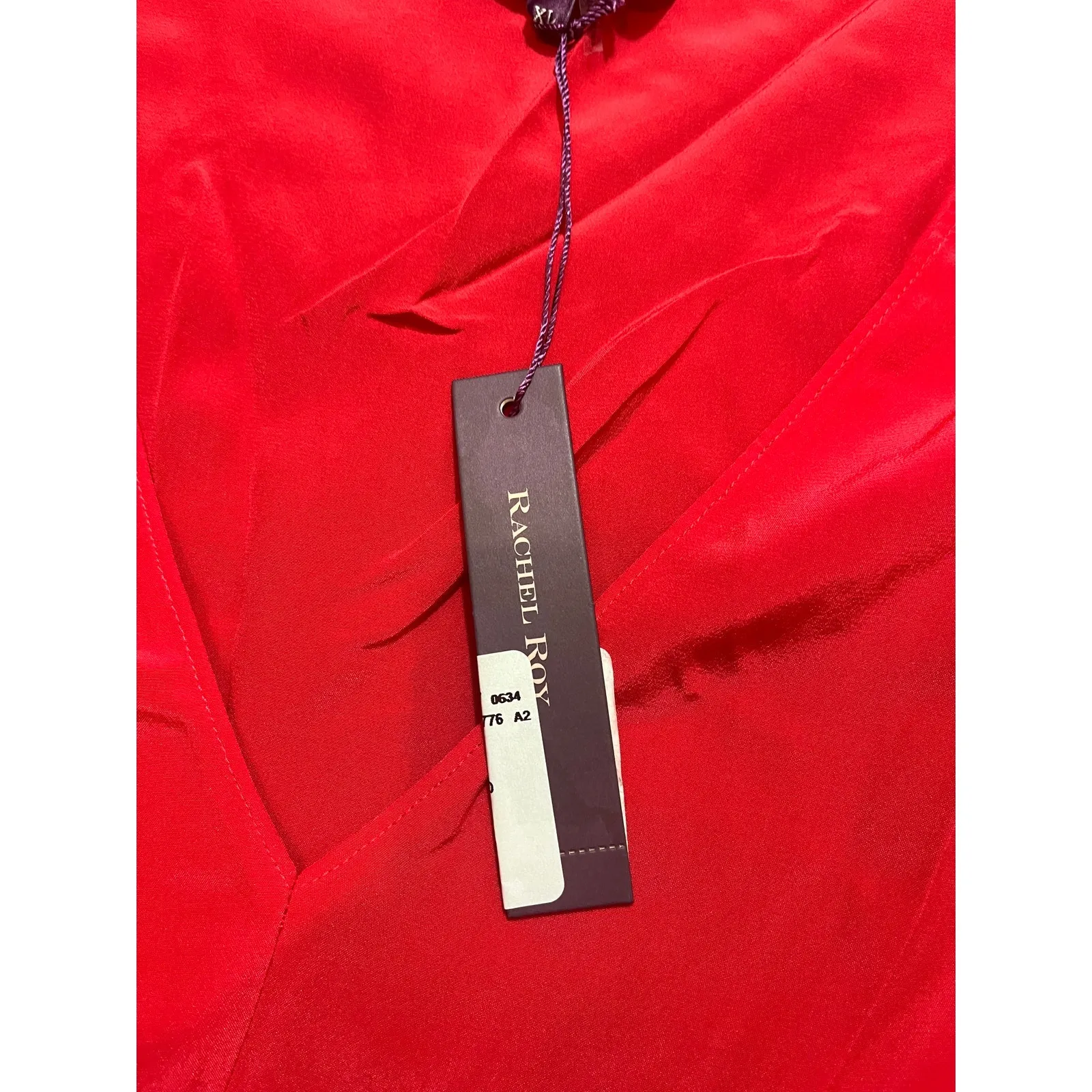 NWT Rachel Roy Solid Shell True Red Blouse 100% Silk Womens Size XL‎ - Image 3